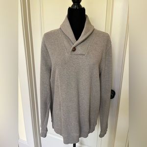 Tasso Elba 100% Cotton Sweater Men's Large Light Brown V-Neck Long Sleeve